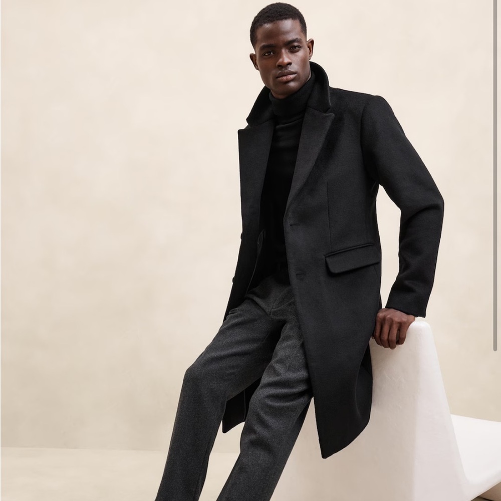 (WORN ONCE) Men’s Banana Republic Factory Black Wool-blend Topcoat